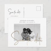 Carte Postale faire part de date or script avec une photo (Devant / Derrière)