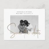 Carte Postale faire part de date or script avec une photo (Devant)