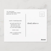 Carte Postale faire-part de déménagement de fête d'action de grâ (Dos)