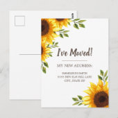 Carte Postale Faire-part de déménagement Tournesol Blanc Chic Ru (Devant / Derrière)