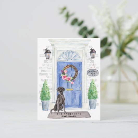 Carte postale Faire-part de déplacement Black Lab (Debout devant)