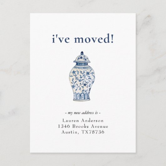 Carte Postale Faire-part de déplacement de bocal à gingembre ble (Devant)