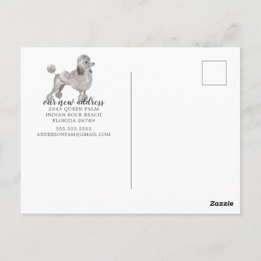 Carte postale Faire-part de déplacement de caniche (Dos)