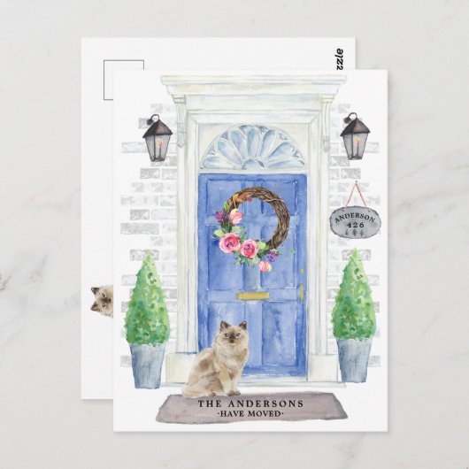 Carte postale Faire-part de déplacement de chats R (Devant / Derrière)