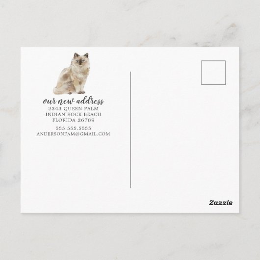 Carte postale Faire-part de déplacement de chats R (Dos)