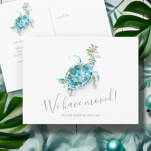 Carte Postale Faire-part de déplacement de la tortue marine de N
