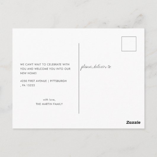 Carte Postale Faire-part de déplacement de photo de script simpl (Dos)