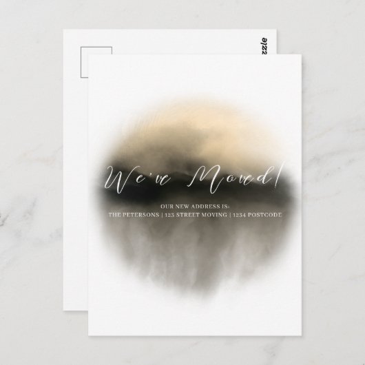 Carte Postale Faire-part de déplacement de script Abstrait or (Devant / Derrière)