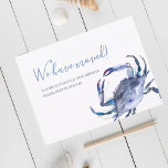 Carte postale Faire-part de déplacement du crabe b<br><div class="desc">Crabe vibrant et coloré nouvelles adresses annonces émouvantes faites connaître à vos amis et à votre famille votre nouvelle maison douce! Design présente une réplique de mon crabe d'aquarelle peint à la main dans les tons bleus. Votre faire-part personnalisé (illustré par "nous avons déménagé"), votre nom et les détails du...</div>