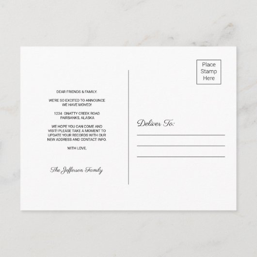 Carte postale Faire-part de déplacement du tableau (Dos)