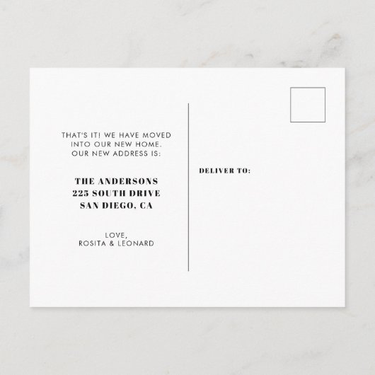 Carte Postale faire-part de déplacement géométrique Art déco rét (Dos)