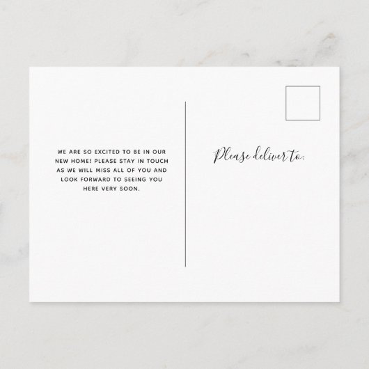 Carte Postale Faire-part de déplacement | Script simple (Dos)