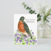 Carte Postale Faire-part de déplacement Wisconsin Robin Violets (Debout devant)