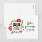 Carte Postale Faire-part de deuil Roses (Devant / Derrière)