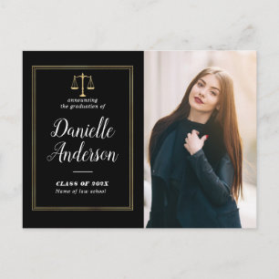 Carte Postale faire-part de diplôme d'études de droit géométriqu