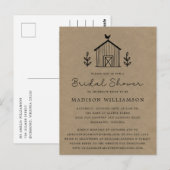 Carte Postale Faire-part de douche de mariée kraft de grange flo (Devant / Derrière)