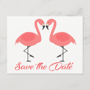 Carte Postale Faire-part de fiançailles de mariage Flamant Rose