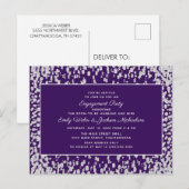 Carte Postale Faire-part de fiançailles Glam Confetti Violet Arg (Devant / Derrière)