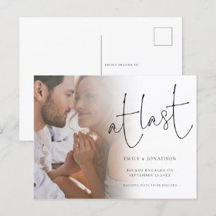 Carte Postale Faire part de fiançailles Script At Last