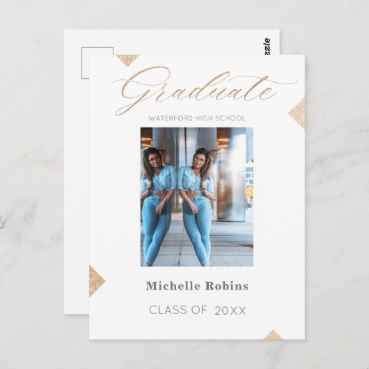 Carte Postale Faire-part de fin d'études lycéens tendance (Devant / Derrière)