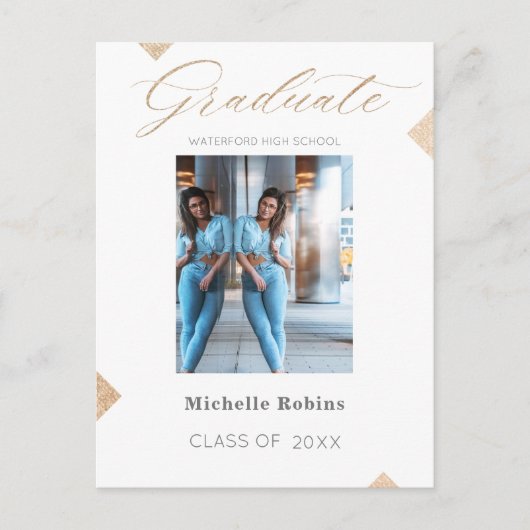 Carte Postale Faire-part de fin d'études lycéens tendance (Devant)