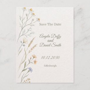Carte Postale Faire part de fleurs sauvages pastel