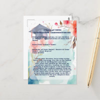 Faire-part de graduation aquarelle