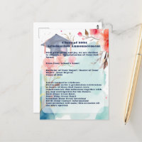 Faire-part de graduation aquarelle