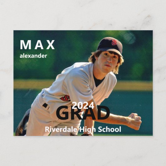 Carte Postale faire-part de graduation de baseball 2024 (Devant)