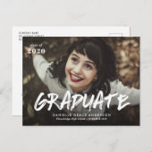 Carte Postale Faire-part de graduation du script de brosse et in (Devant / Derrière)