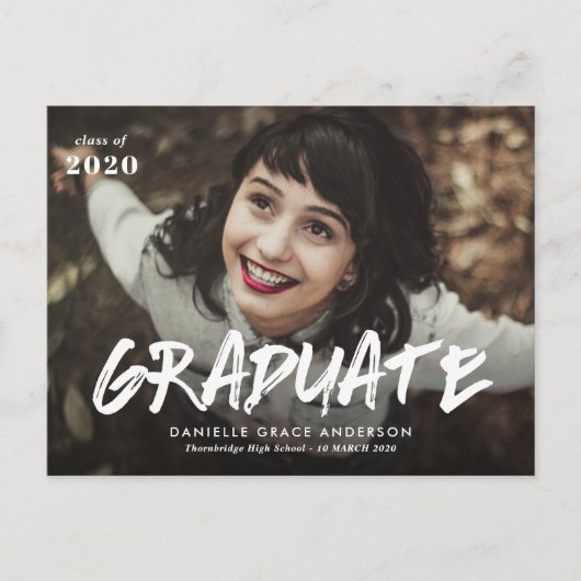 Carte Postale Faire-part de graduation du script de brosse et in (Devant)