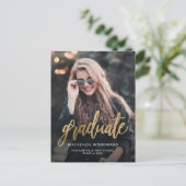 Carte Postale Faire-part de graduation du script d'or photo (Debout devant)