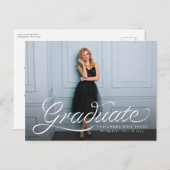 Carte Postale Faire-part de graduation d'une photo élégant (Devant / Derrière)