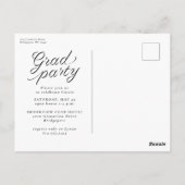 Carte Postale Faire-part de graduation d'une photo élégant (Dos)