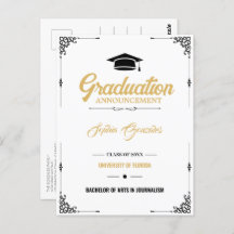 Faire-part de graduation en blanc de script classi