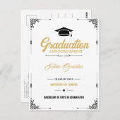 Carte Postale Faire-part de graduation en blanc de script classi (Devant / Derrière)