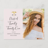 Carte Postale faire-part de graduation en lettres noires (Devant)