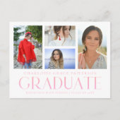Carte Postale Faire-part de graduation multi-photo de script sim (Devant)
