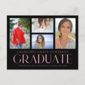 Carte Postale Faire-part de graduation multi-photo de script sim (Devant)