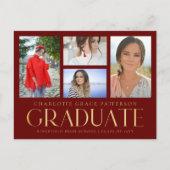 Carte Postale Faire-part de graduation multi-photo de script sim (Devant)