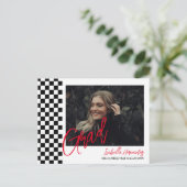 Carte postale Faire-part de graduation noir et bla (Debout devant)