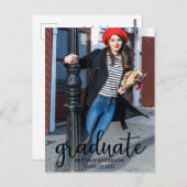 Carte Postale Faire-part de graduation photo de script moderne (Devant / Derrière)