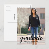 Carte Postale Faire-part de graduation photo de script moderne (Devant / Derrière)