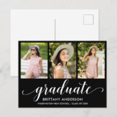 Carte Postale Faire-part de graduation photo moderne 3 (Devant / Derrière)