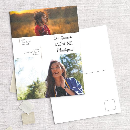 Carte Postale Faire-part de graduation photo moderne d'hier et d