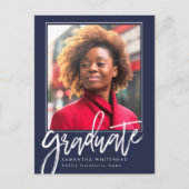 Carte Postale Faire-part de graduation photo moderne Marine 2022 (Devant)