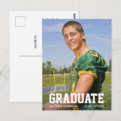 Carte Postale Faire-part de graduation sportive moderne photo (Devant / Derrière)