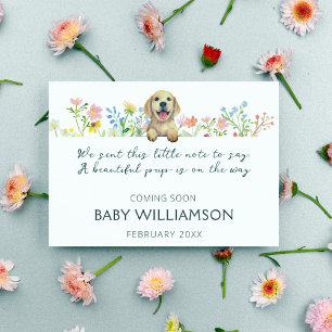 Carte postale Faire-part de grossesse de chiot aqu