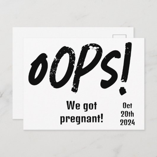 Carte Postale Faire-part de grossesse drôle (Devant / Derrière)