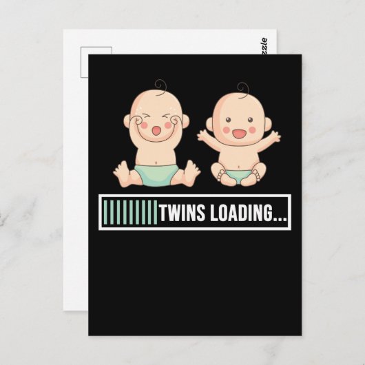 Carte Postale Faire-part de grossesse jumelle (Devant / Derrière)